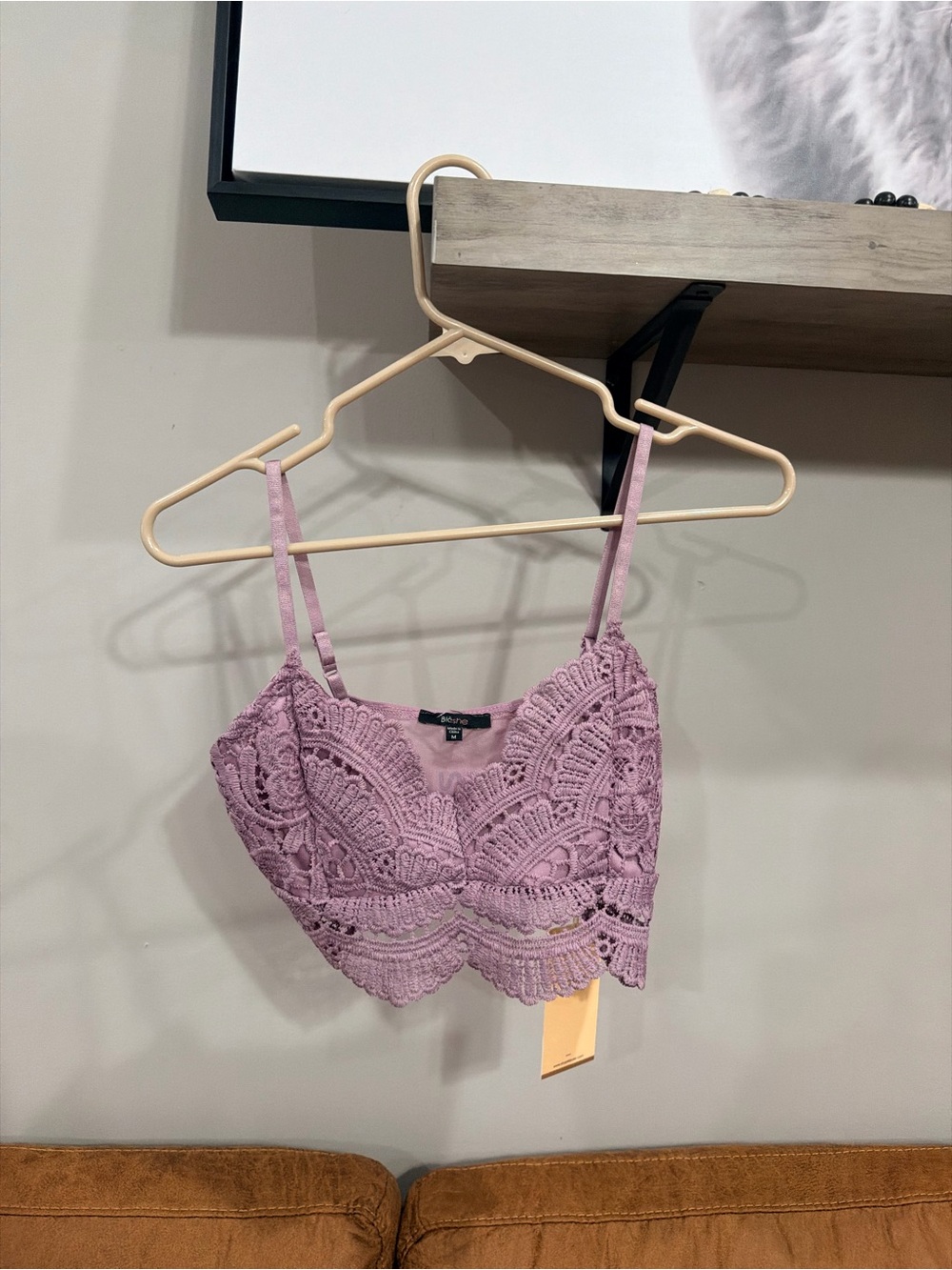 Crochet Lace Bandeau Bralette - Lilac